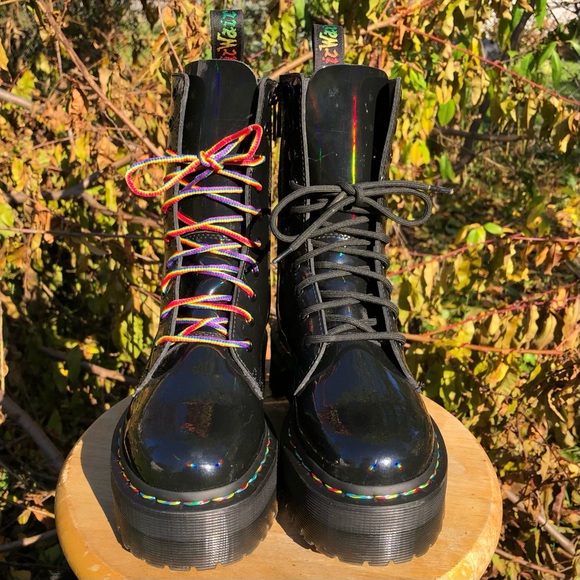 Dr. Martens Jadon Hi Rainbow Patent Platform Boots - Picture 2 of 16